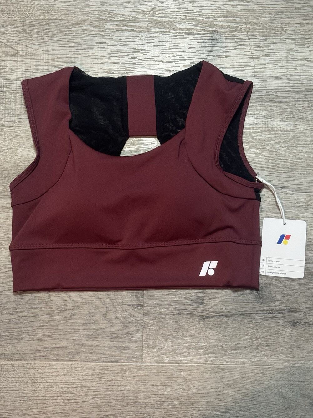 NWT Forme Power + Bra XXL Merlot Black Mesh 2XL Sports Bra Top